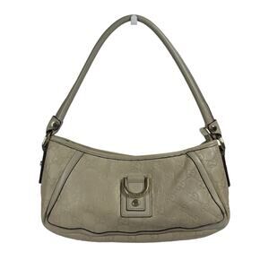 Gucci Vintage Ivory Leather GG Monogram Abbey Pochette Shoulder Bag